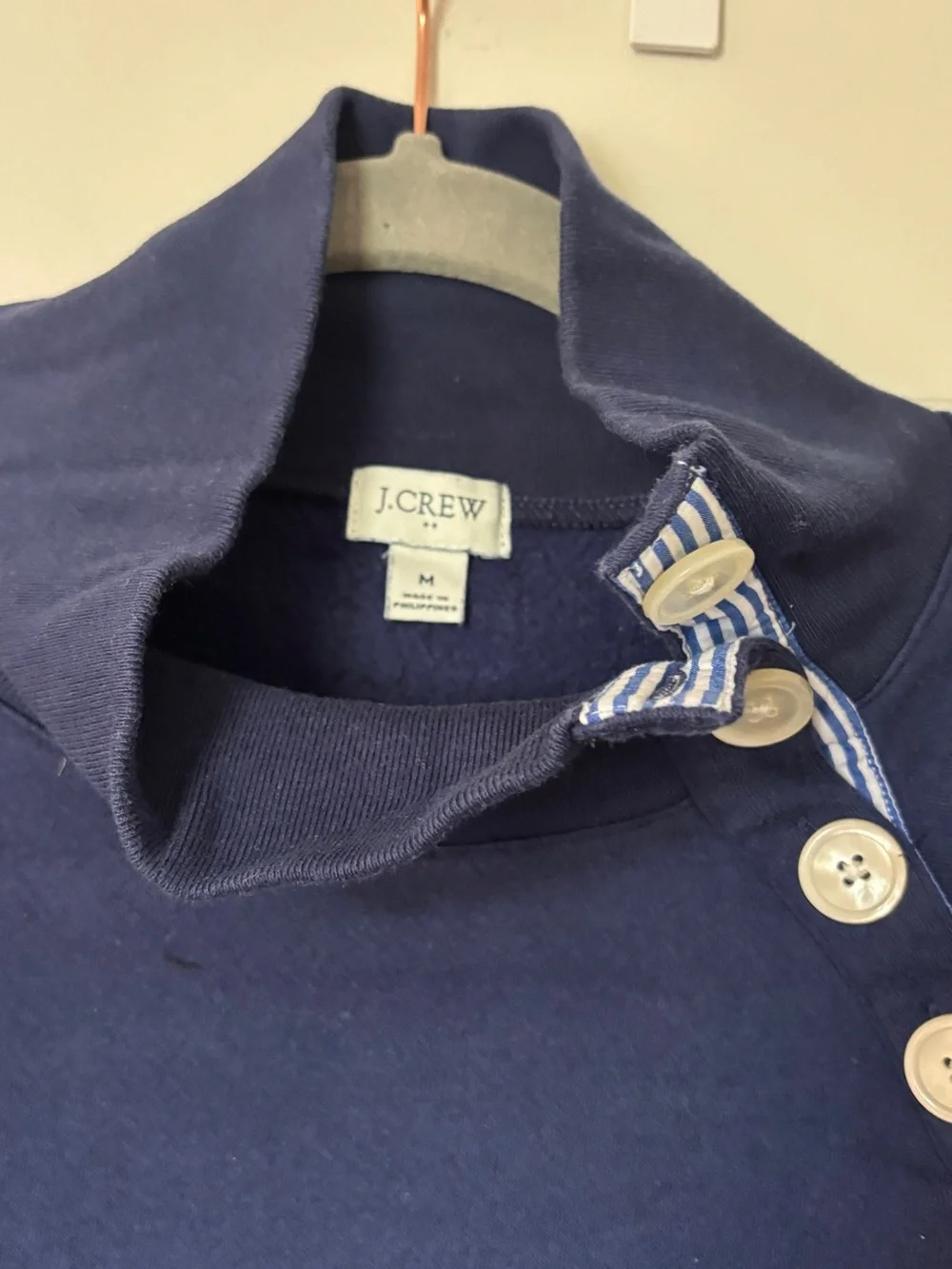 J. Crew Navy Button-Shoulder Turtleneck Pullover